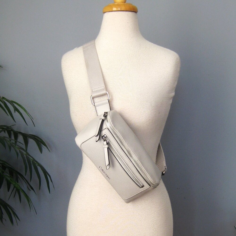 Calvin Klein Millie Belt Bag Fanny Pack Sling Off White Faux Leather